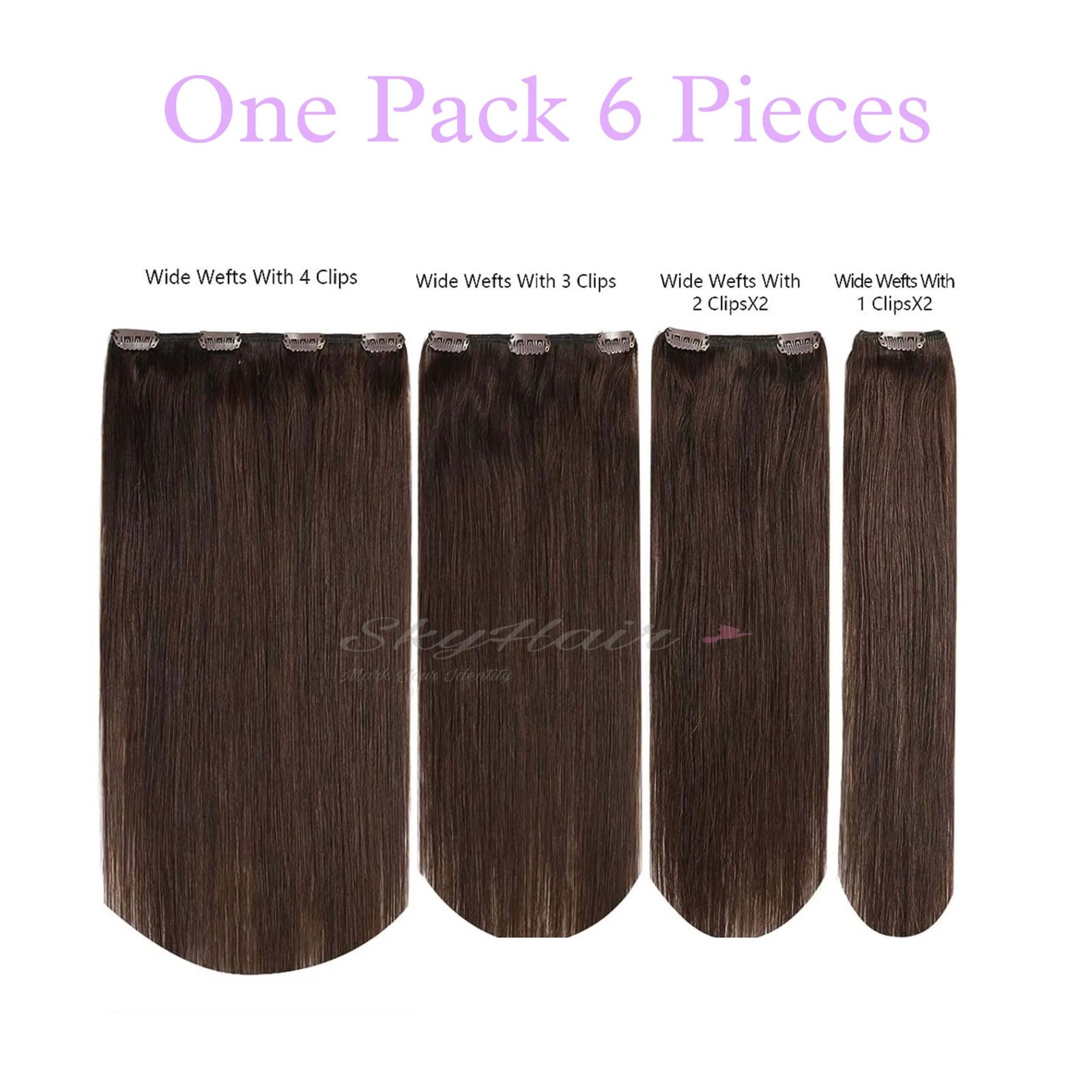 6 Pieces 13 Clips Set 100% Remy Human Hair Extensions - Image 3