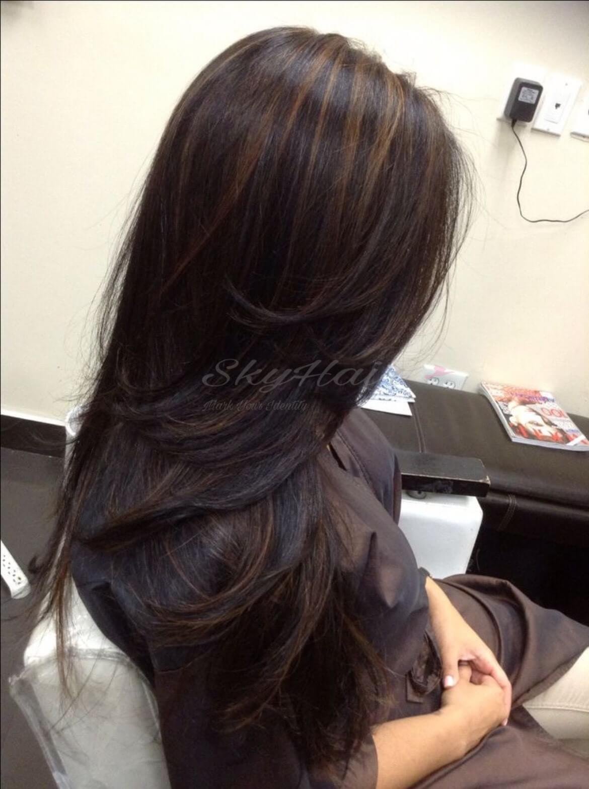 5 Clips based Straight 26 Inch Brown with Golden Highlights Matte Finish Hair Extensions 200 grams - Image 2