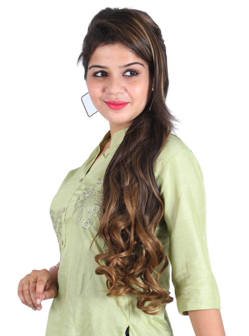 5 Clips based Curly/Wavy 24 Inch 2 Tone Ombre Matte Finish Hair Extensions 200 grams - Image 3