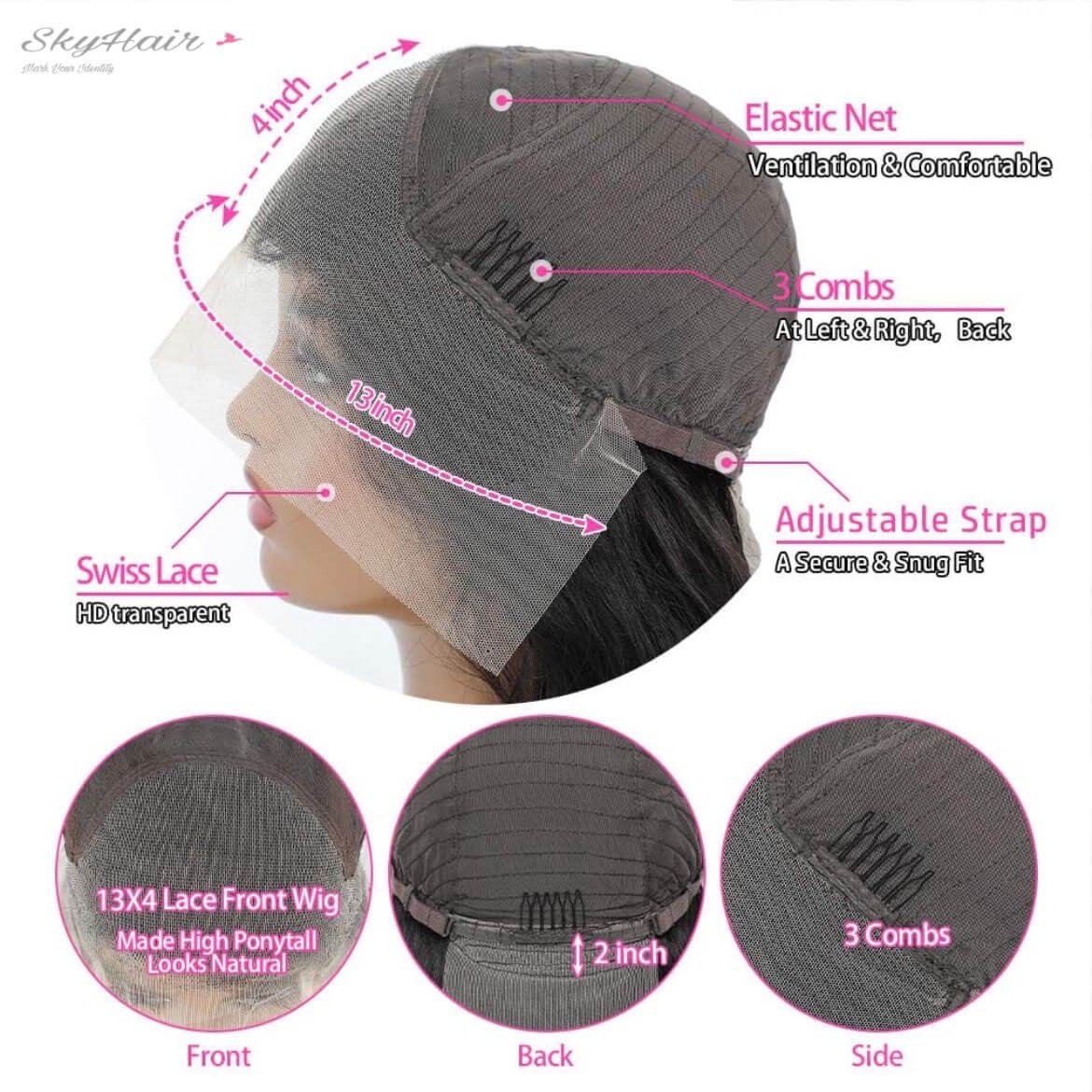 100% Human Hair Premium Lace Front Hair Wig for Women with Free Wig Cap and Glue - Image 2