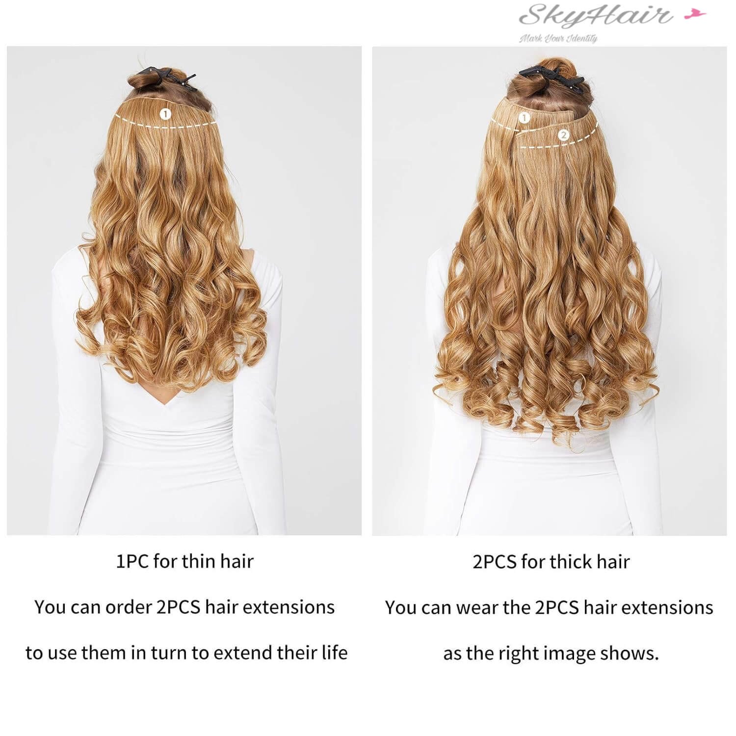 5 Clips based Curly/Wavy 24 Inch 2 Tone Ombre Matte Finish Hair Extensions 200 grams - Image 6