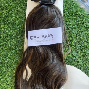6 Pieces 13 Clips Set 24 Inch Light Curly/Wavy Brown with Golden Highlights Matte Finish Hair Extensions 130 grams