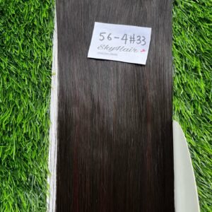 5 Clips based Straight 26 Inch Brown with Maroon Highlights Matte Finish Hair Extensions 200 grams