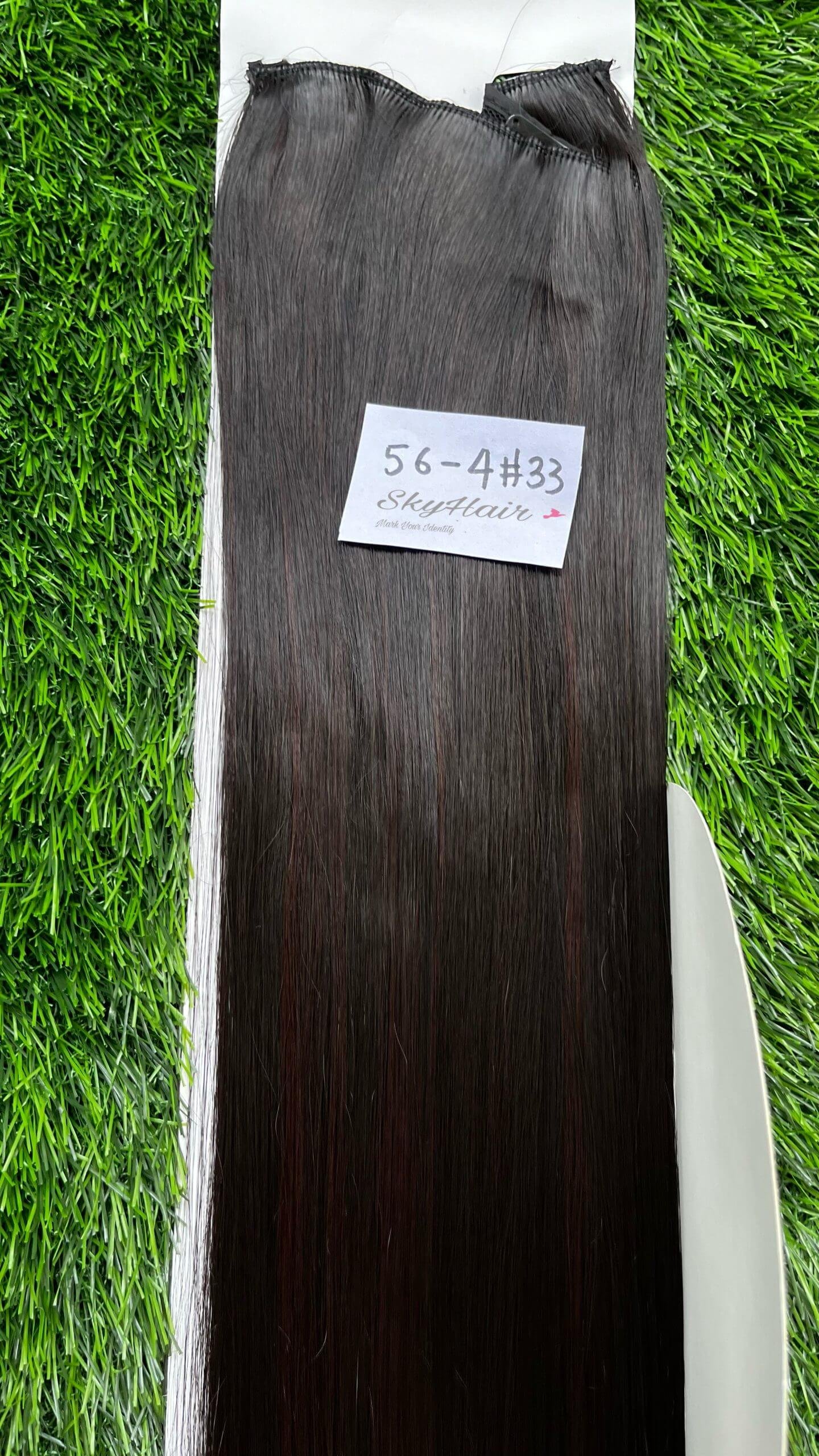 5 Clips based Straight 26 Inch Brown with Maroon Highlights Matte Finish Hair Extensions 200 grams