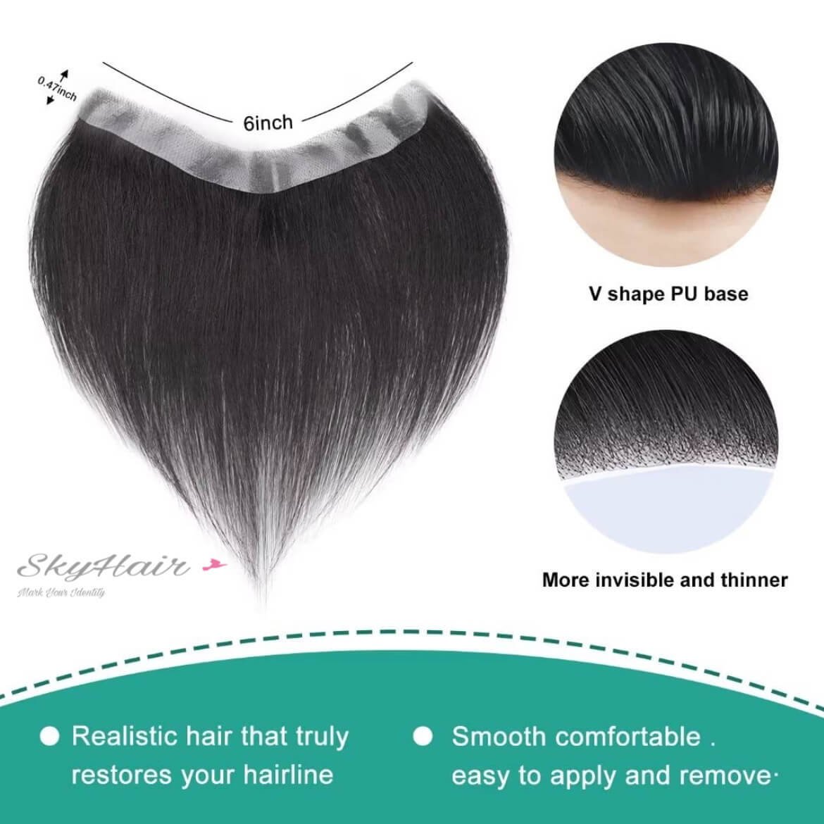 Frontal Hair Piece for Natural Front Hairline/ Receding Hairline - Image 6