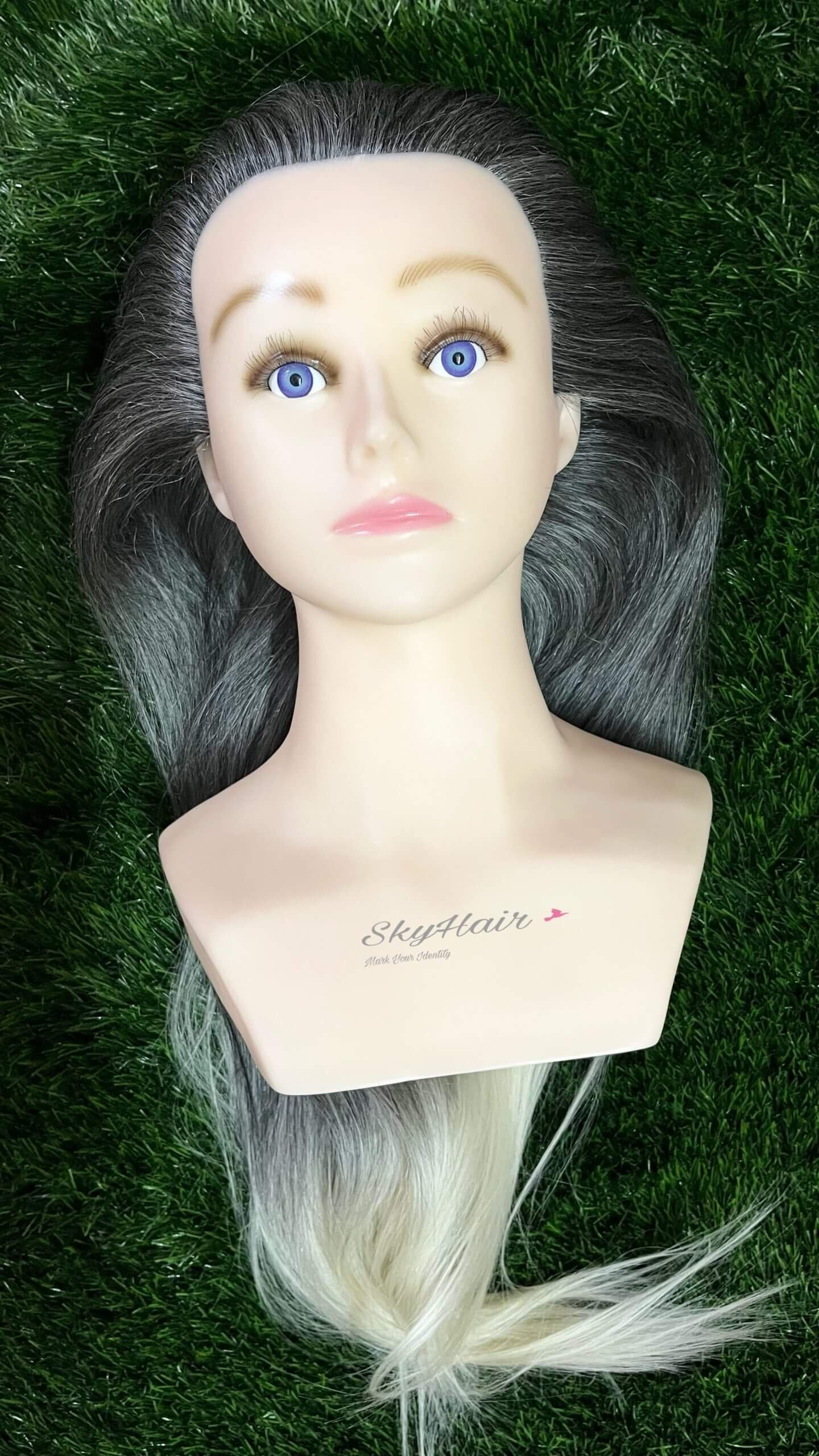 100% Original Human Hair Dummy (2 Tone Ombre Black with Platinum Blonde)