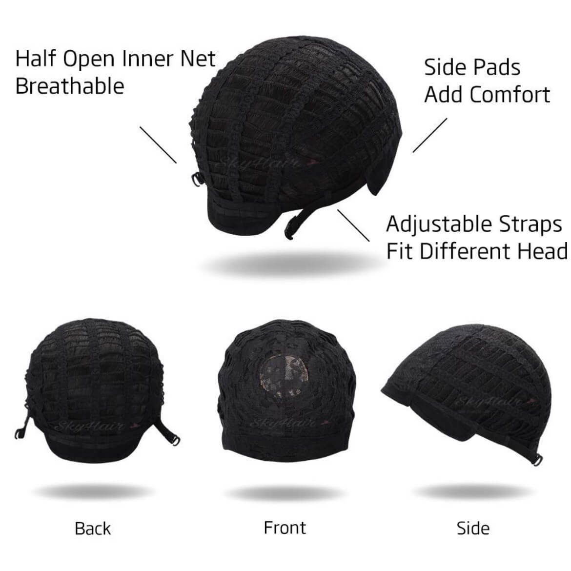 Full Head Premium Synthetic Hair Wig with Front Bangs (Matte Black) - Image 5