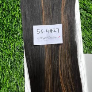 5 Clips based Straight 26 Inch Brown with Golden Highlights Matte Finish Hair Extensions 200 grams