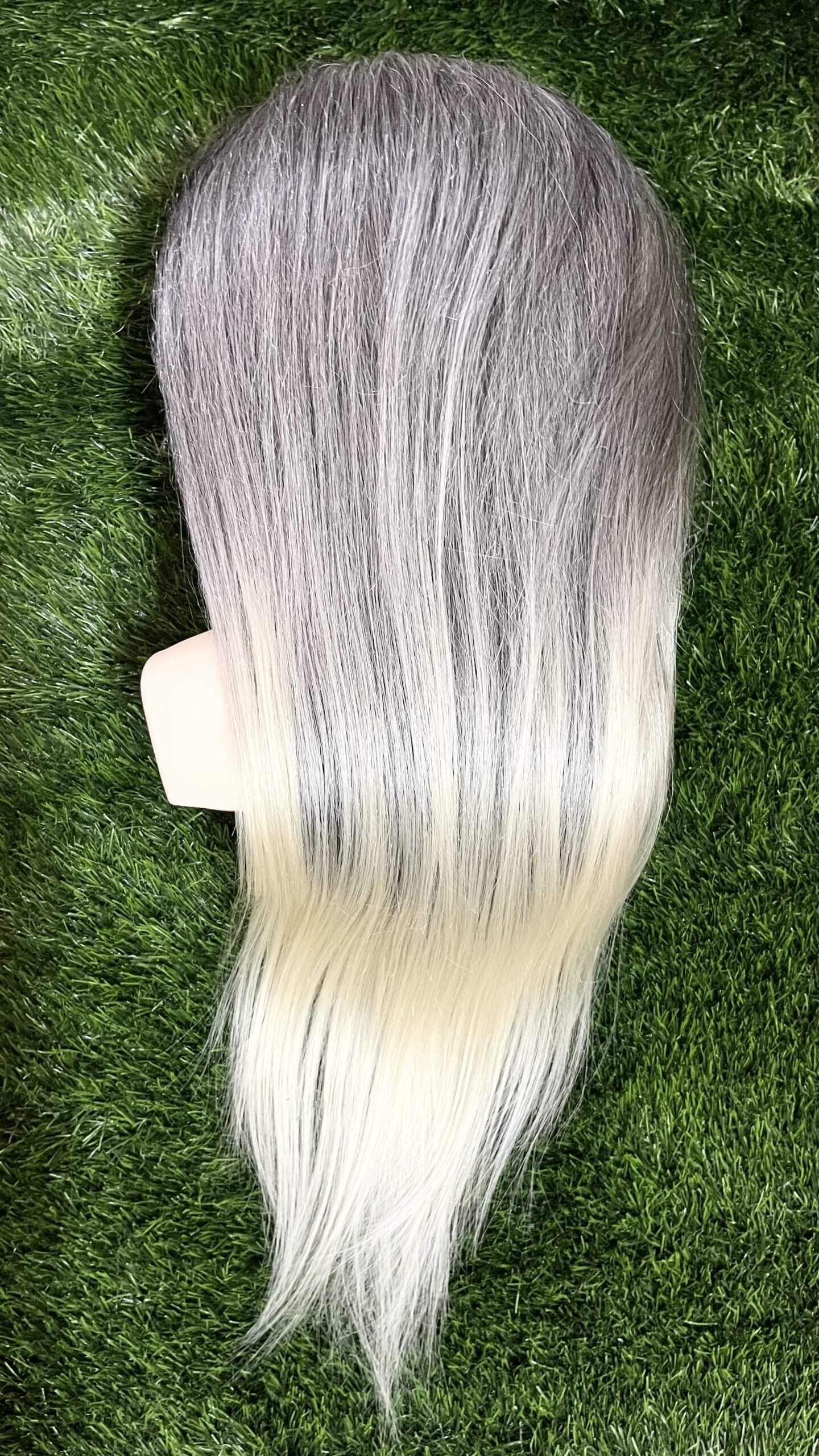 100% Original Human Hair Dummy (2 Tone Ombre Black with Platinum Blonde) - Image 3