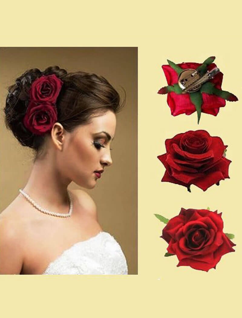 Artificial Rose Hair Clips - Image 2