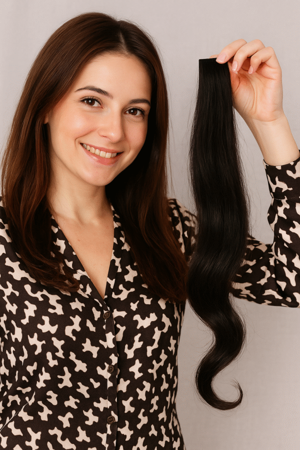 Clip-In Hair Extension -100 Persent Natural Human Hair Brown