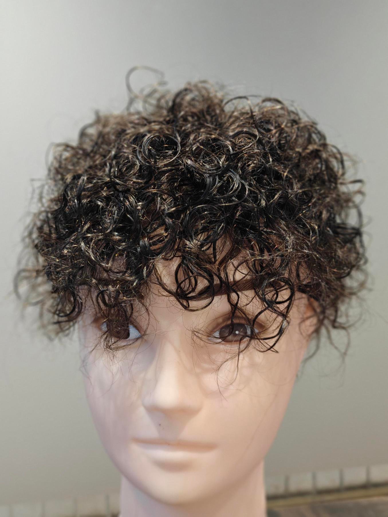 Curly Hair Patch with Korean Base – Brown - Image 2
