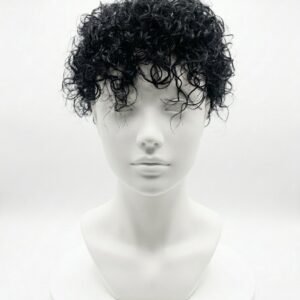 Curly Hair Patch with Mono Base โ Black