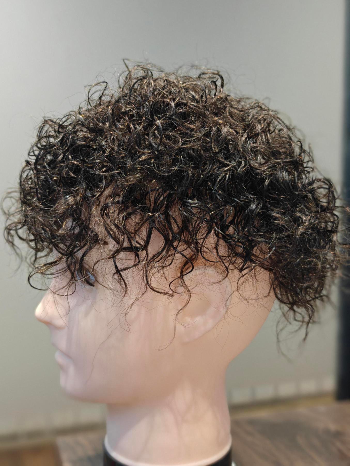 Curly Hair Patch with Mono Base – Black - Image 2