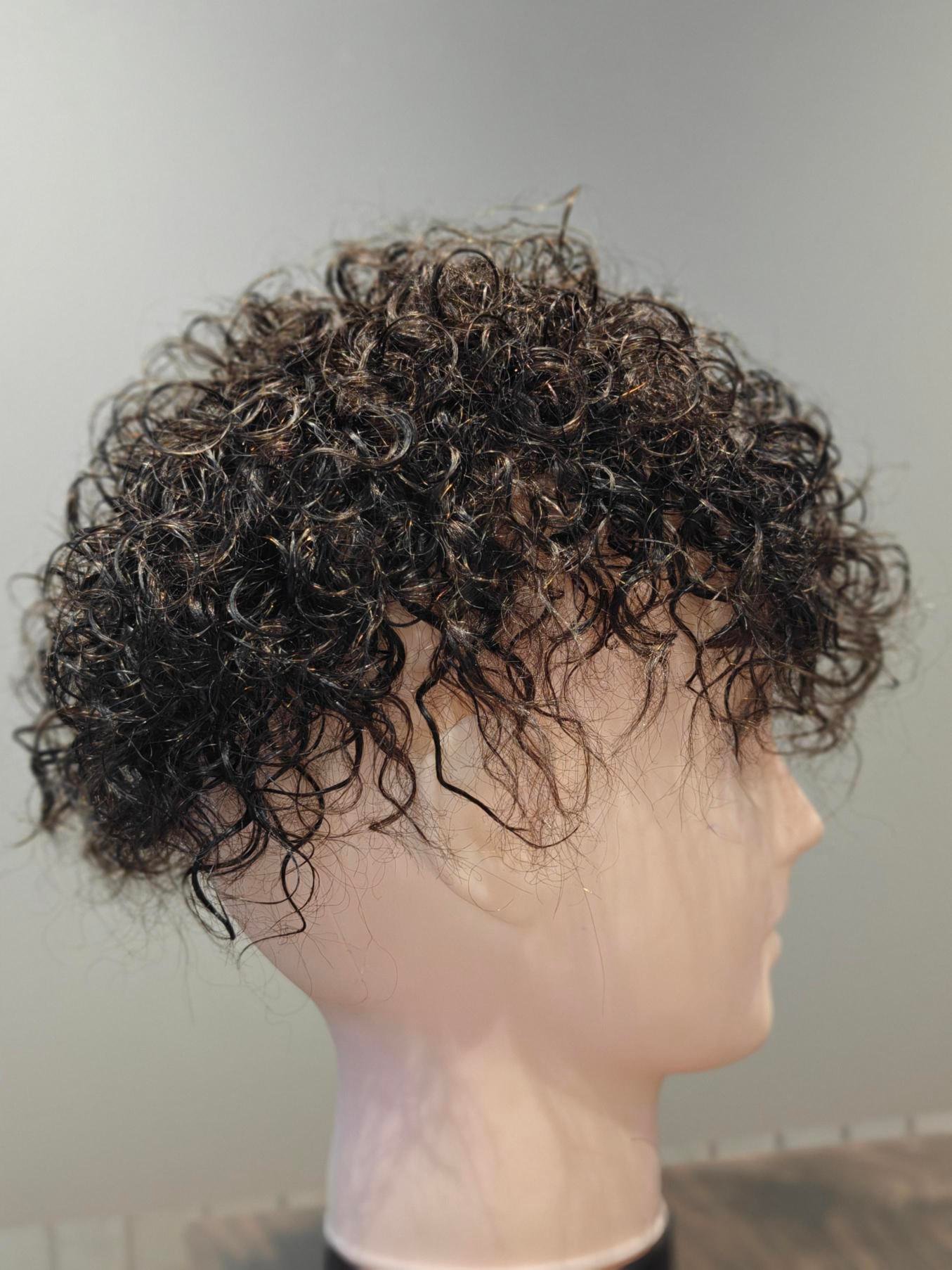 Curly Hair Patch with Mono Base – Brown - Image 5