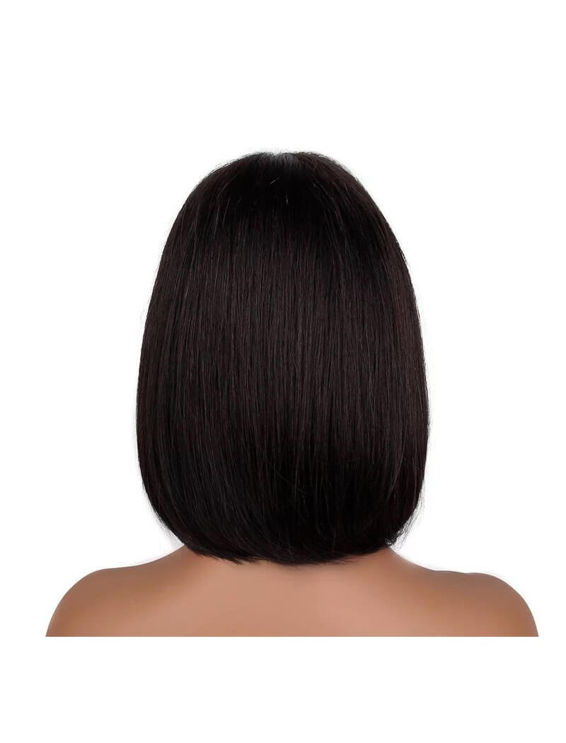 Full Head Premium Synthetic Bob Cut Hair Wig with Bangs (Matte Brown 4 Number) - Image 4