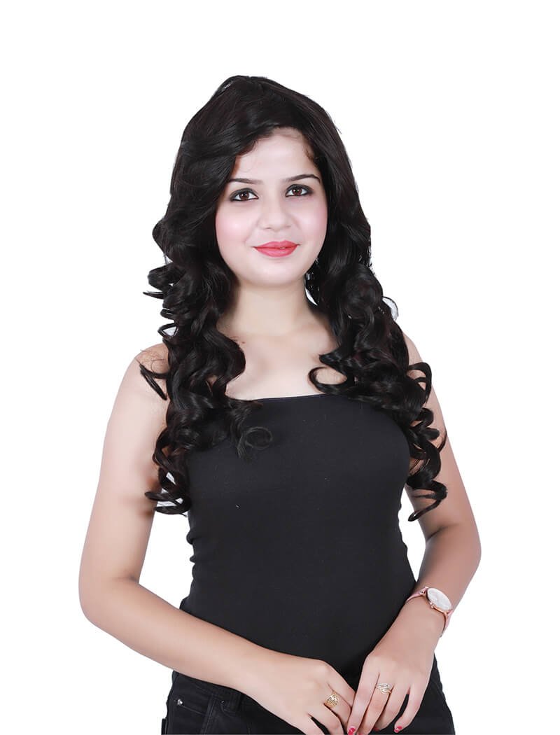 Full Head Matte Finish Premium Synthetic Hair Wig with Front Bangs (Brown with Maroon Highlights 4#33) - Image 2