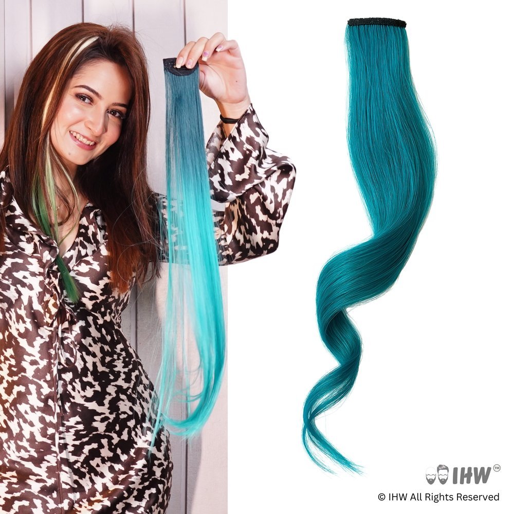 Teal Blue Colors Strands – Clip-In Hair - Image 2