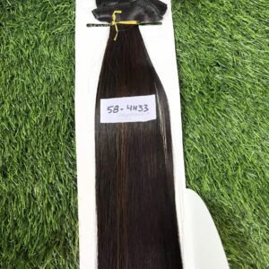 6 Pieces 13 Clips Set 26 Inch Straight Brown with Maroon Highlights Matte Finish Hair Extensions 130 grams