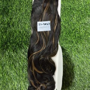 5 Clips based Curly/Wavy 24 Inch Brown with Golden Highlights Matte Finish Hair Extensions 200 grams