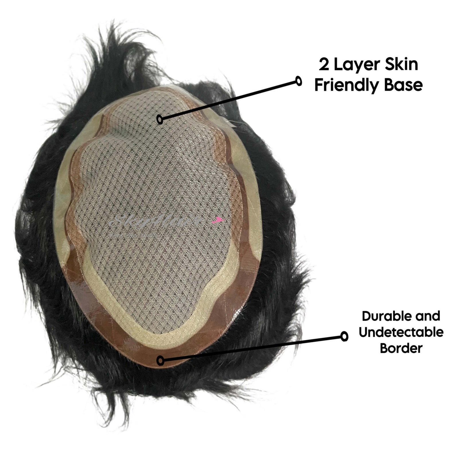2 Layer Silk Top Black Rose Hair Patch (Skin Friendly Base Series) - Image 3
