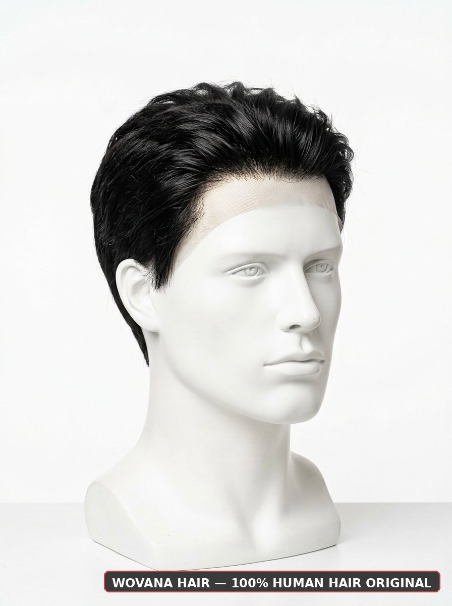 Golden Silk Base Men Hair Patch Front View - Wovana Hair 100% Human Hair Original 896x1200