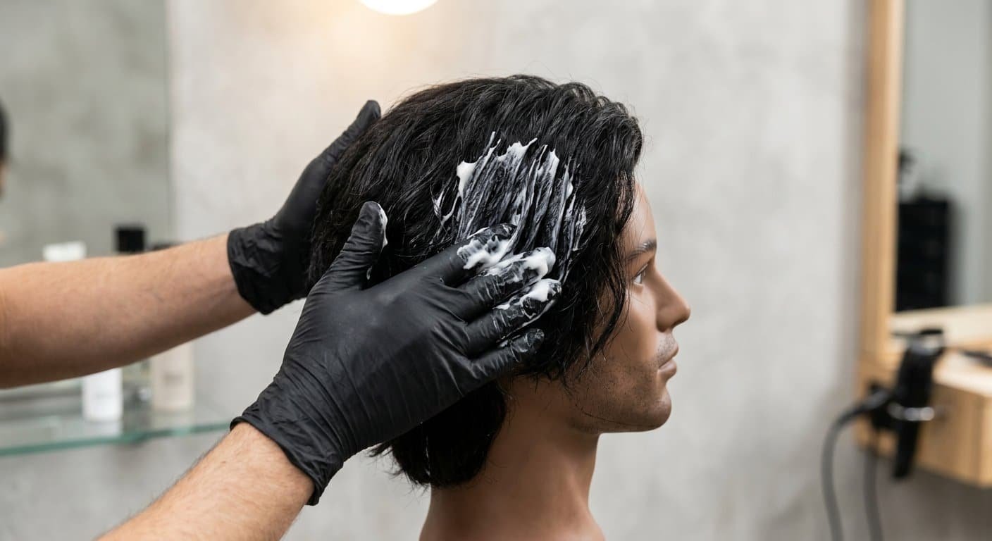 Applying conditioner through the strands of a hair patch